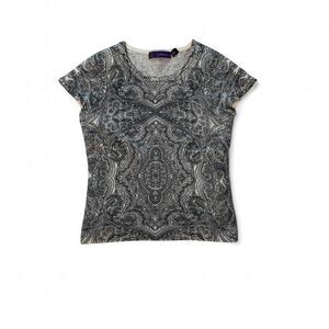 Saks 5th Avenue  Grey and Black Cashmere Top